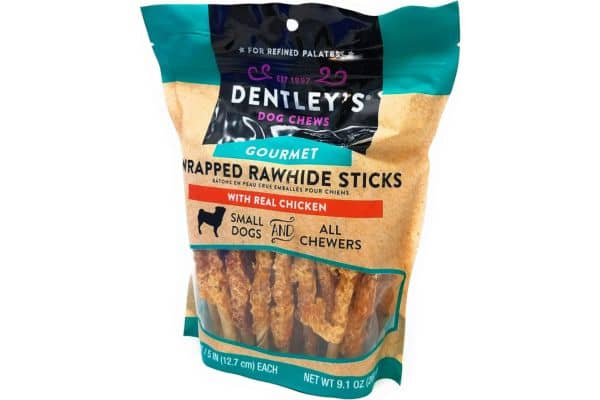 Dentley's Gourmet Wrapped Rawhide Sticks Dog Treats - Chicken 40 Count Per Pack